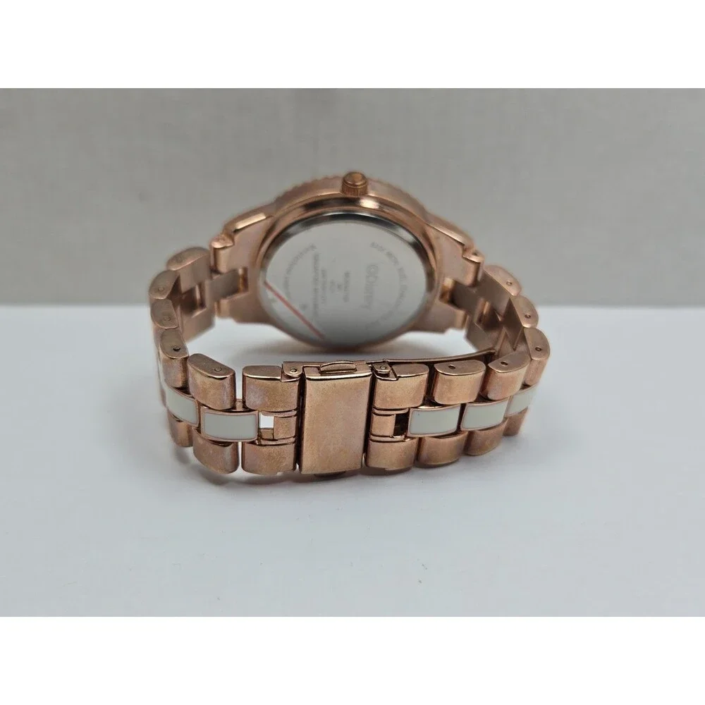 Womens Disney Mickey Mouse Quartz Rose Gold White Crystal Watch New Battery